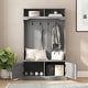 Hall Tree with Storage Bench, Upper Cubbies and 4 Double Coat Hooks ...