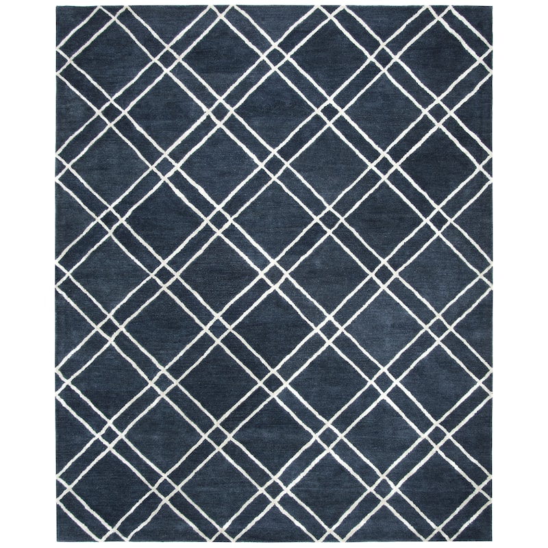 SAFAVIEH Handmade Himalaya Beadwork Modern Wool Rug - 9' x 12' - Navy/Silver