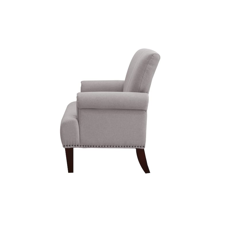 30-inch Arm Chair with Nailhead Trim and Sturdy Brown Legs
