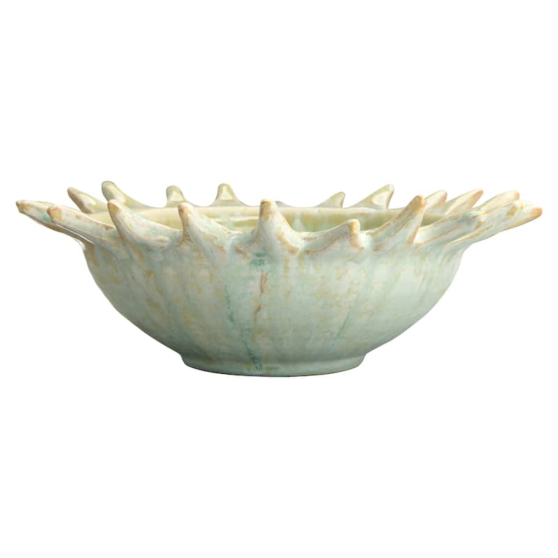 Celadon Stoneware Sunburst Shaped Serving Bowl
