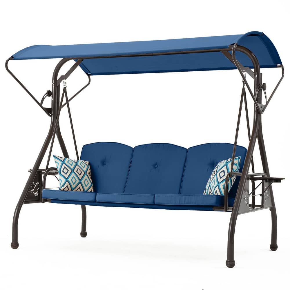 3-Person Outdoor Patio Swing with Adjustable Canopy