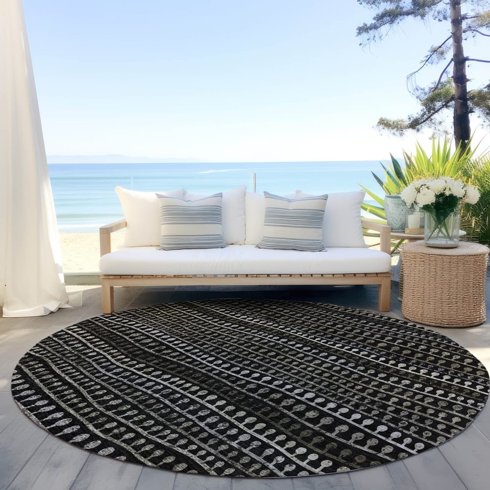 Machine Washable Indoor/ Outdoor Chantille Modern Stripe Lolly Rug