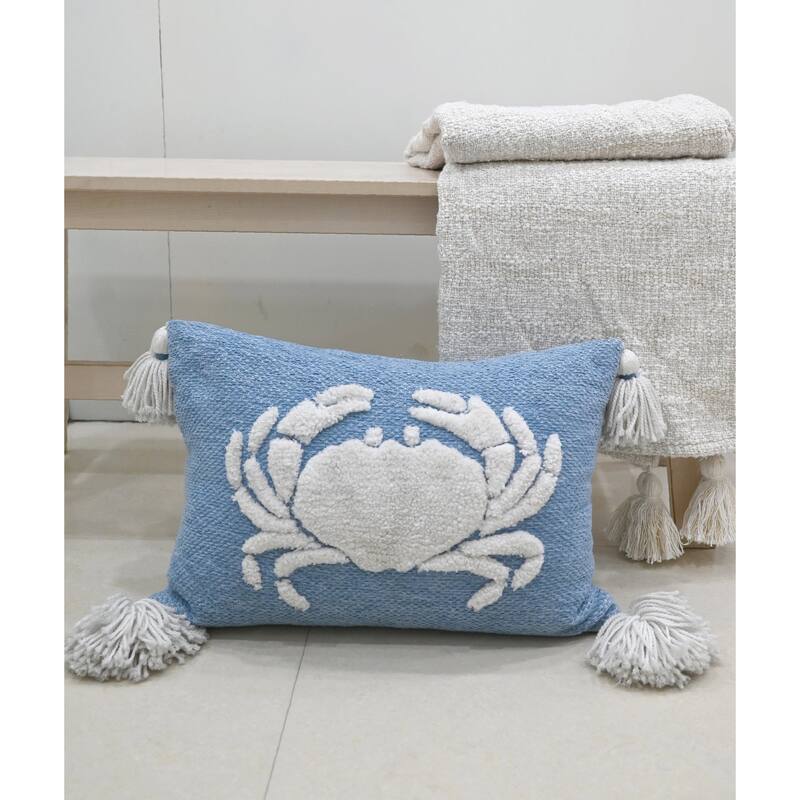 Vibhsa Baltic Table Tufted Pillow with Corner Tassels, 14" x 20"