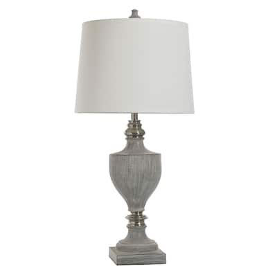 Branson Brushed Polyresin and Metal Table Lamp - White Linen Shade