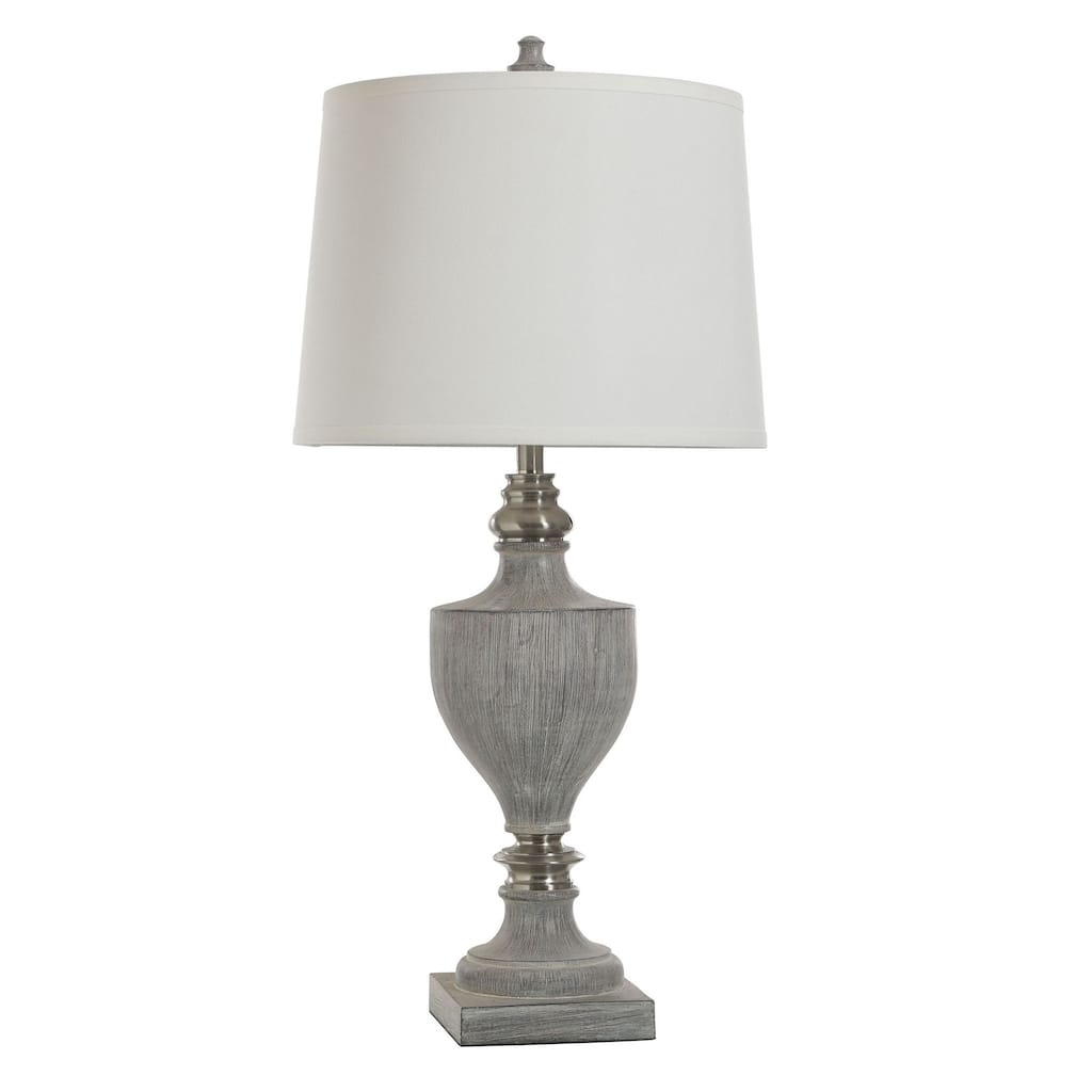 Branson Brushed Polyresin and Metal Table Lamp - White Linen Shade