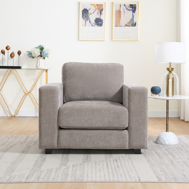 Oversized Accent Chair with Widen Arms & Washable Covers, Upholstered Large Chair Armchair Sofa Chair Reading Chair - Light Brown