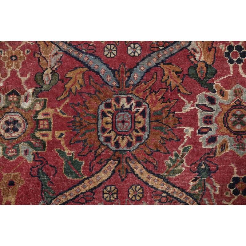 Pre-1900 Antique Sultanabad Persian Area Rug Hand-knotted Wool Carpet - 9'1" x 13'0"
