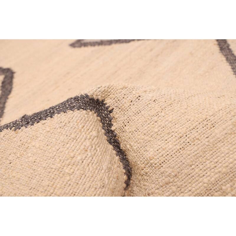 ECARPETGALLERY Flat-Weave Palas Denizli Cream Jute, Rayon Kilim - 5'4 x 7'5