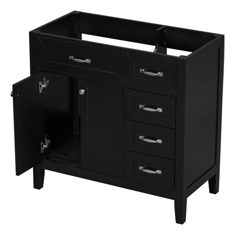 GDFStudio - Nathaniel Brooks 36-Inch Freestanding Bathroom Vanity Cabinet Base - 36" - Black