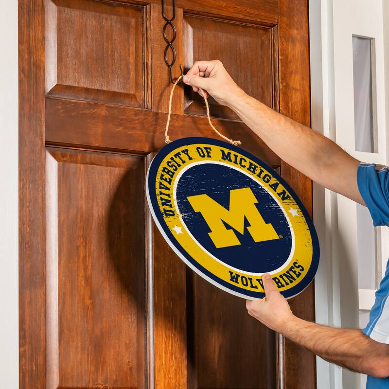 University Of Michigan Wooden Door Decor Wall Sign - Multi-Color