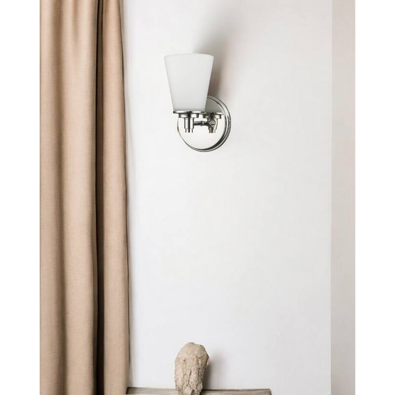 Wall Sconce with Frosted Glass Shade for Bedroom and Living Room - 6.50” x 6.25” x 10”