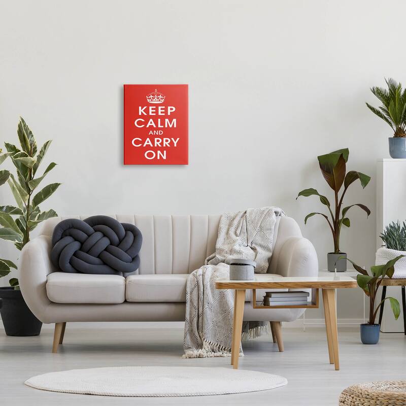 Stupell Keep Calm And Carry On Red Phrase Canvas Wall Art by Marcus Jules