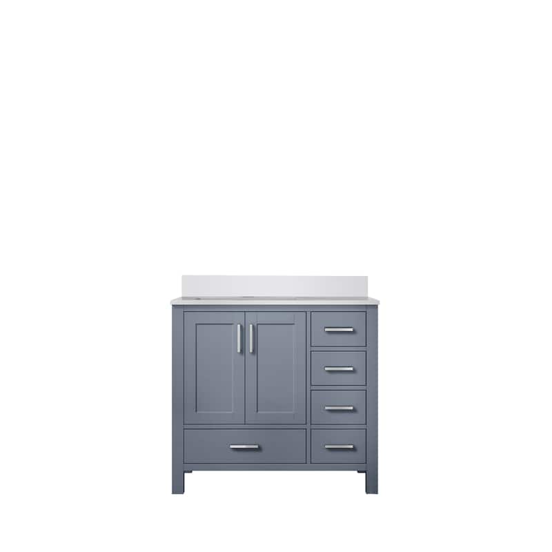 Jacques 36 in. W x 22 in. D Right Offset White Bath Vanity and Cultured Marble Top - 36 Inch - Dark Grey