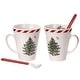 preview thumbnail 1 of 5, Spode Set of 2 Christmas Tree Peppermint Mugs with Spoons 2 Piece - 3.75" D x 4.75" H - Multicolored