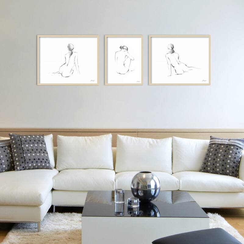 Figure Contour No. 1, 2, & 3 3 Piece by Ethan Harper Framed Wall Art Prints - Svelte Natural