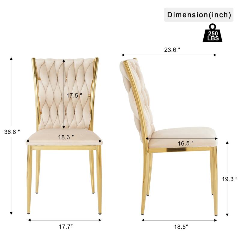 Modern Simple Velvet Dining Chair, Family Bedroom Stool Back Student Table Chair (Set Of 2)