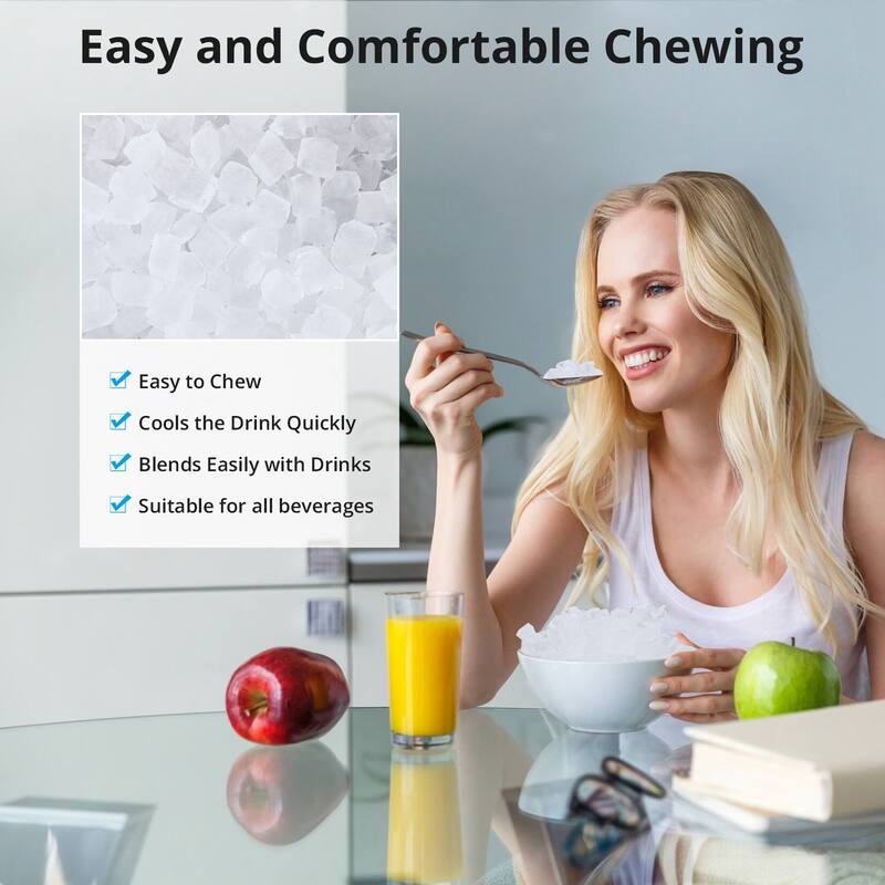 Chewable Nugget Ice Maker Countertop, 35Lbs/24H with Ice Scoop