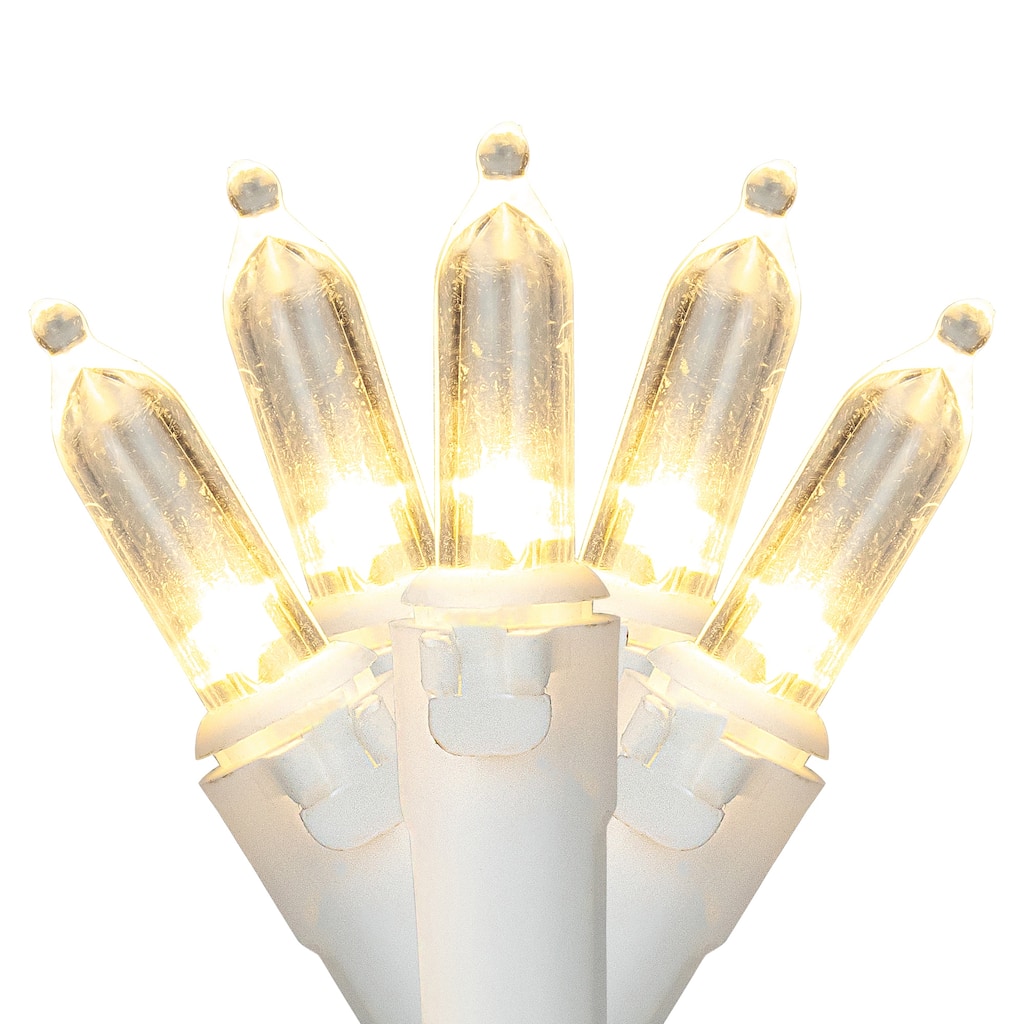100-Count Warm White LED Mini Christmas Lights - 33ft, White Wire