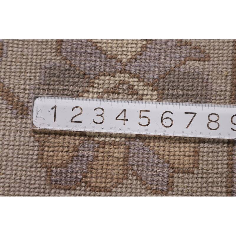 Gray Oushak Indian Area Rug Hand-Knotted Floral Wool Carpet - 9'3"x 11'7"