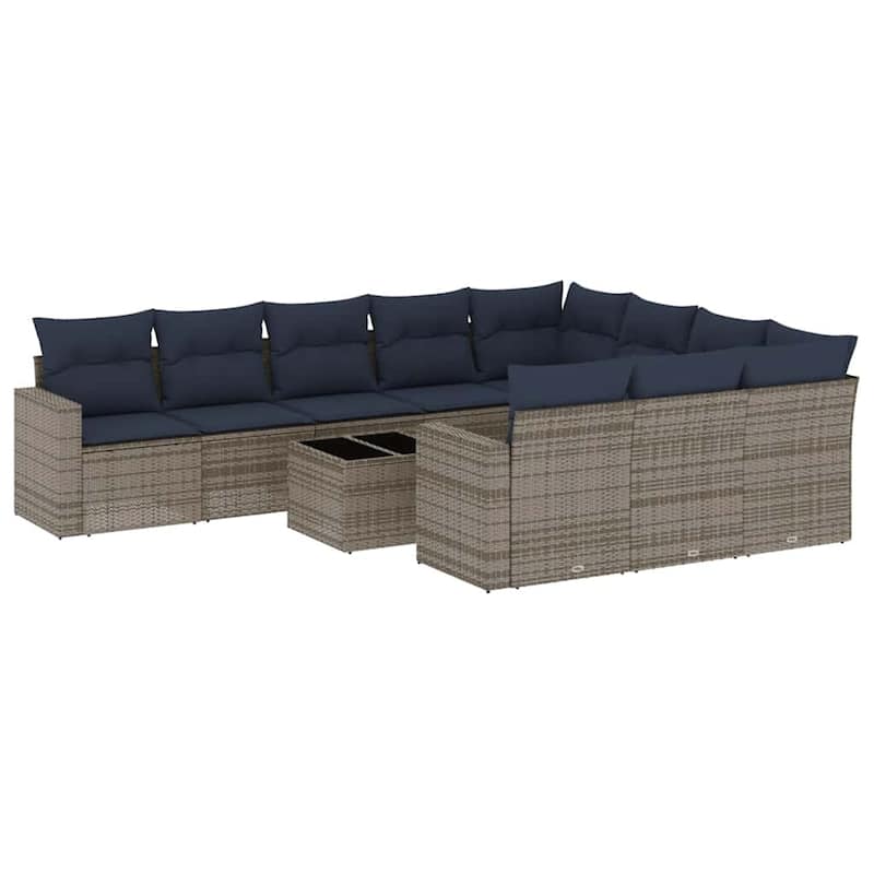 vidaXL 11 Piece Patio Sofa Set with Cushions Poly Rattan (US only)