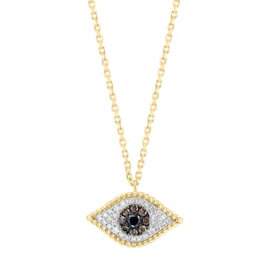 Effy Women's 14K Yellow Gold Diamond,Black Diamond,Espresso Diamond Evil Eye Necklace