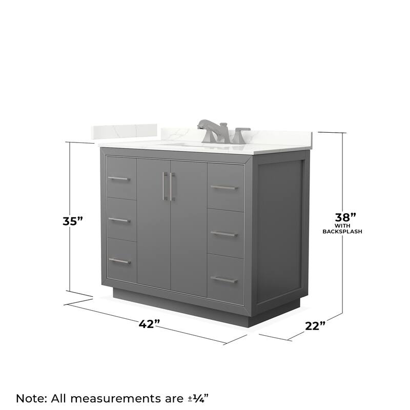 Wyndham Collection WCF111142S-QTZ-US3M34 Icon 42" Free Standing Single
