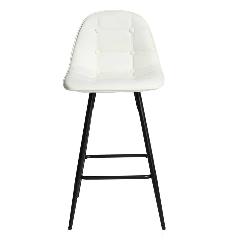 Modern Faux Leather Bar Stools Set of 2 with Back and Footrest-25.5" Seat Height