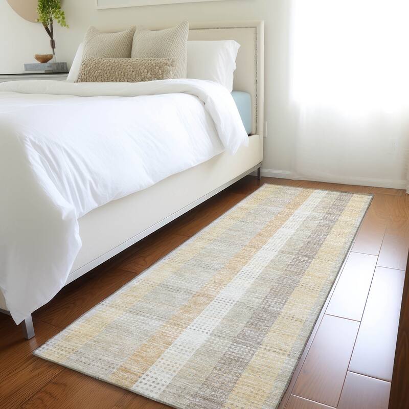 Premium Washable Super Soft Modern Plaid Mayfield Rug - Ivory - 2'3" x 7'6"