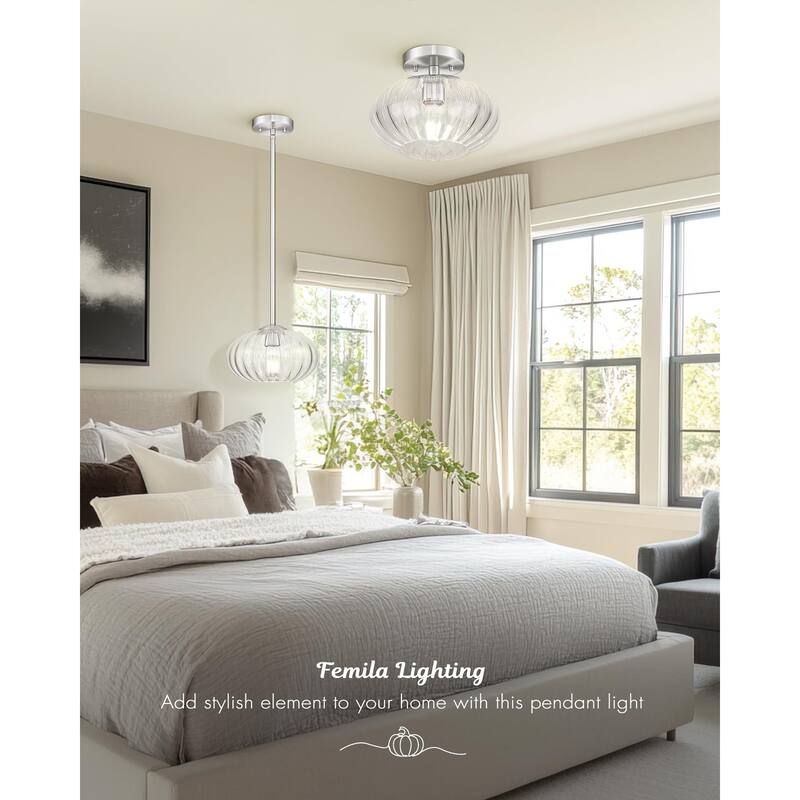 10.3" Dome Glass Flush Mount Modern Ceiling Light