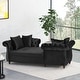 preview thumbnail 12 of 23, Houck Modern Glam Tufted Velvet Tete-a-Tete Chaise Lounge with Accent Pillows by Christopher Knight Home Black + Dark Brown