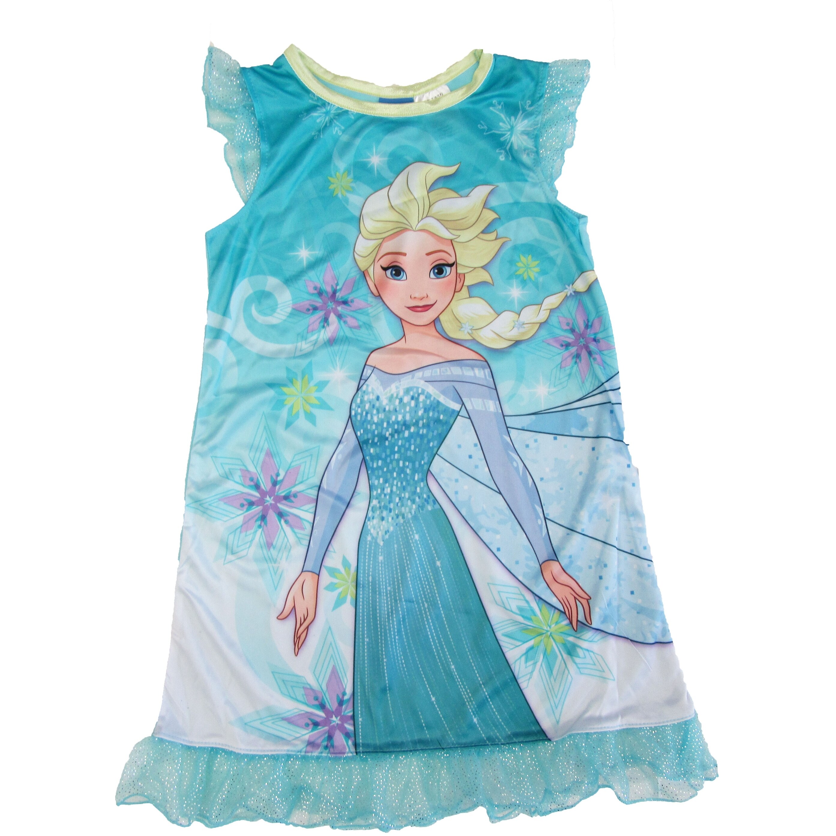 Shop Disney Girls Aqua Frozen Short Sleeve Elsa Nightgown Set