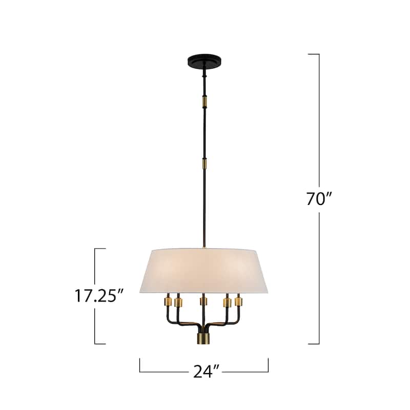 Artcraft Providence 5-Light Pendant - Black with Brushed Brass Accent