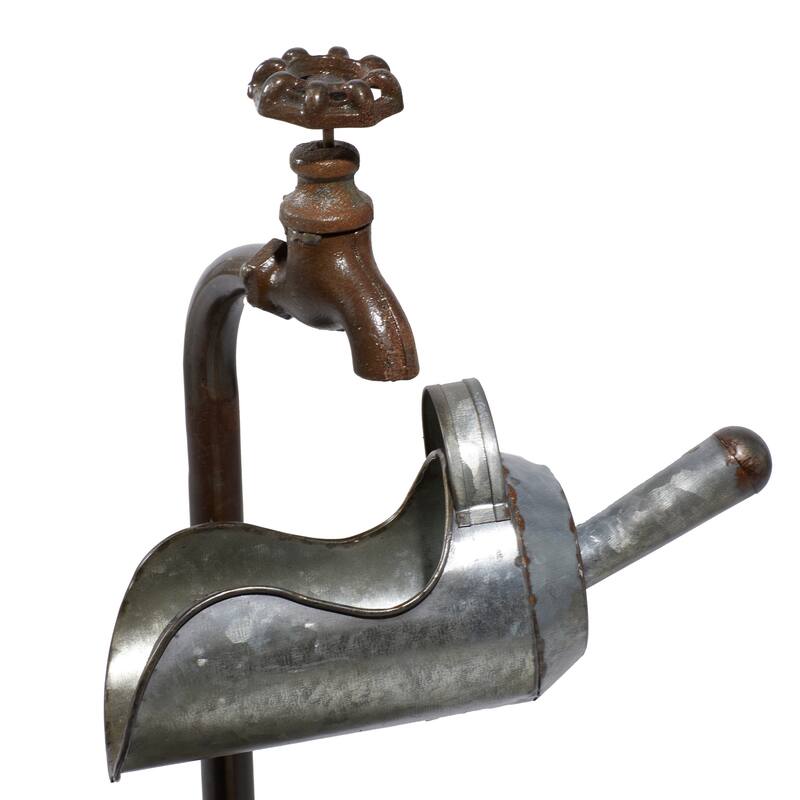 Gray Metal Fountain with Watering Cans