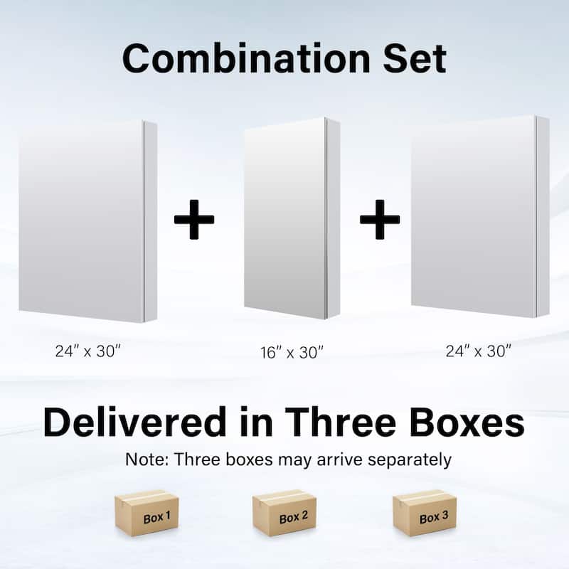 56''/64''W X 30''H Recessed Or Surface Wall Mount Bathroom Medicine Cabinet With Adjustable Glass Shelves