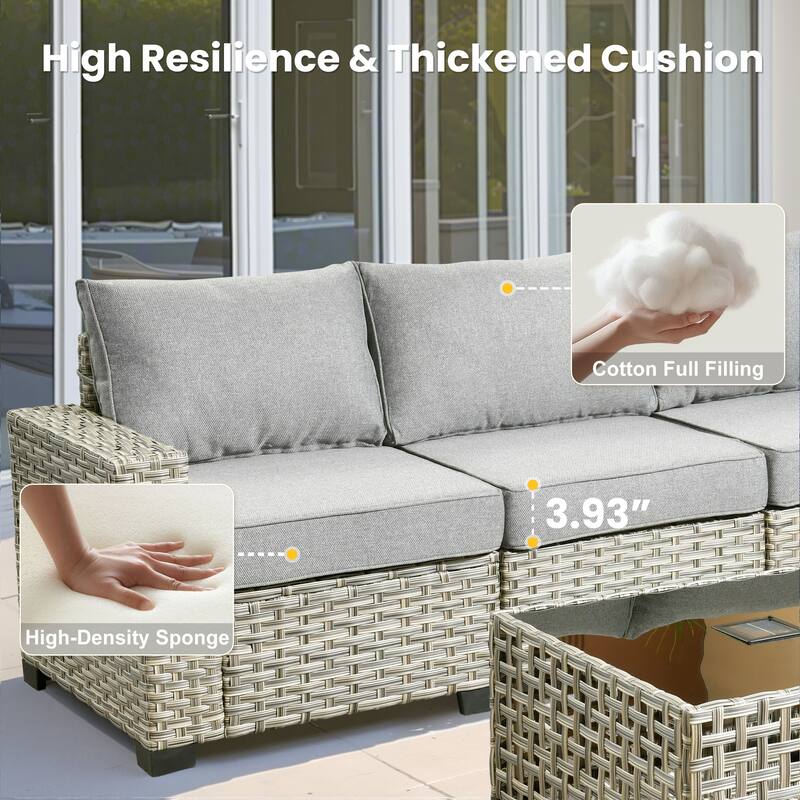 XIZZI 6-Piece Outdoor Wicker Patio Furniture Set with Coffee Table