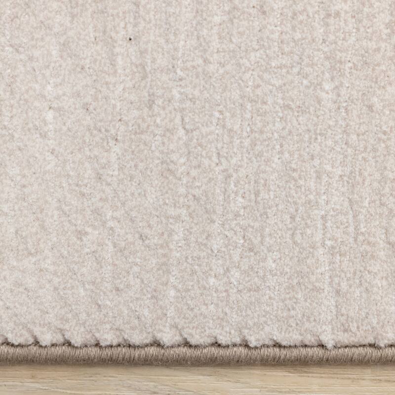 Taupe Striped Geometric Shapes Dense High-Traffic Rug