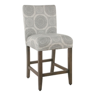 Pattern Counter Stools Wooden Counter Height Stool with Medallion Pattern Fabric Upholstery ...