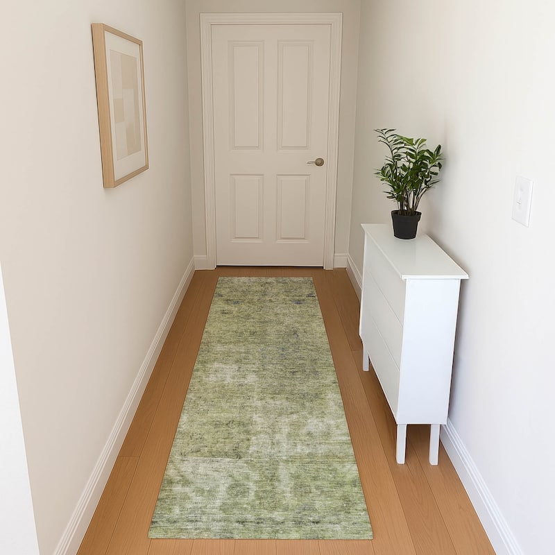 Premium Washable Super Soft Vintage Traditional Mayfield Rug - Aloe - 2'3" x 7'6"