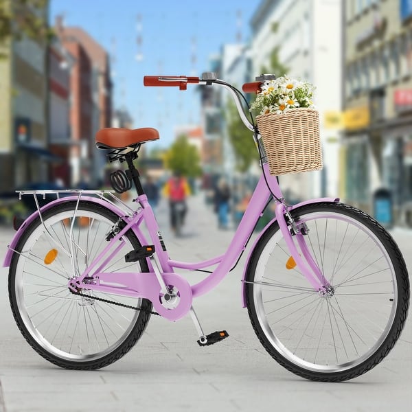 Beach Cruiser Bike City Bike With Basket Womens Bike 26 Inch Adult - Main Image