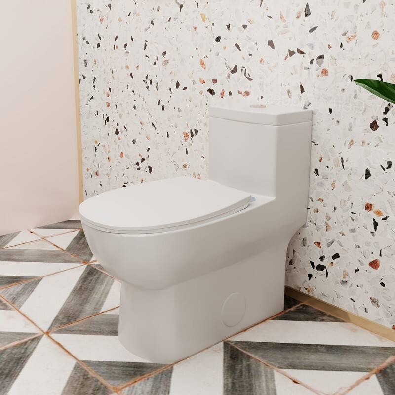 Momei One Piece Dual Flush Toilet,Glossy White Bed Bath & Beyond