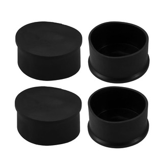 4pcs 60mm Diameter Pipe Tube Insert Chair Leg Cap Round Black PVC ...