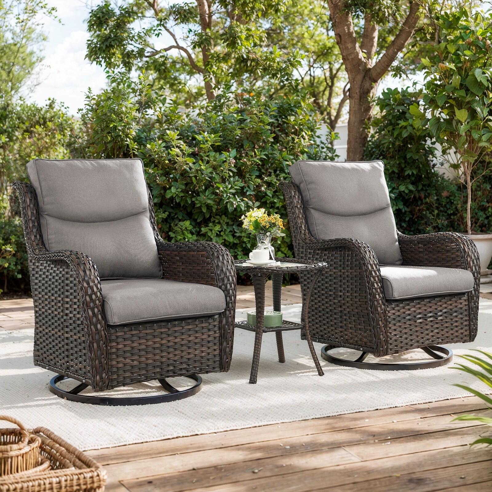 Patio Swivel Glider Chairs Bistro Sets Brown Bed Bath Beyond 41487647