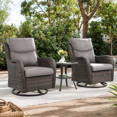Patio Swivel Glider Chairs Bistro Sets - Brown