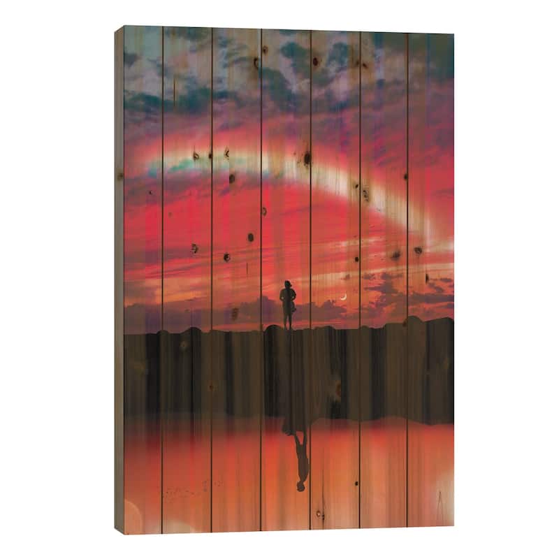 Silhouettes And Rainbow Print On Wood by GEN Z - Multi-Color - 26x18x1.5