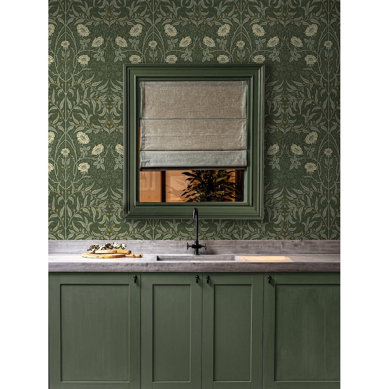 Seabrook Designs Stenciled Floral Prepasted Wallpaper