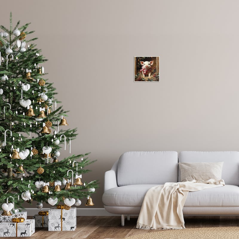 Stupell Pig with Holiday Garlands Wall Plaque Art Design By Riley B