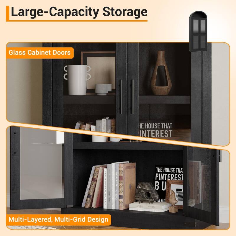 71" Tall Arched Bookshelf - Wooden Bookcase Storage Cabinet Rounded Display Storage Shelves Cabinet