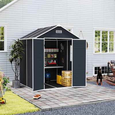 6*6ft Outdoor Storage Shed, Metal Garden Shed Tool House
