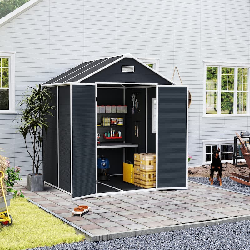 Outdoor Resin Storage Shed, High-Quality PP Material Shed - 6×6ft