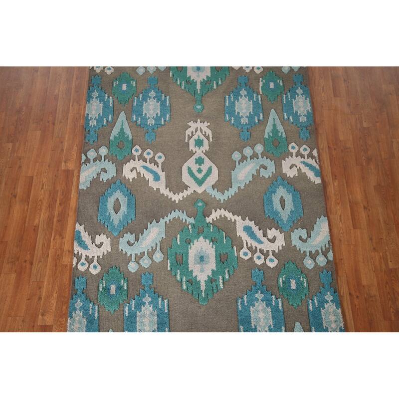 Brown Moroccan Indian Area Rug Hand-Knotted Wool Carpet - 5'1"x 7'11"
